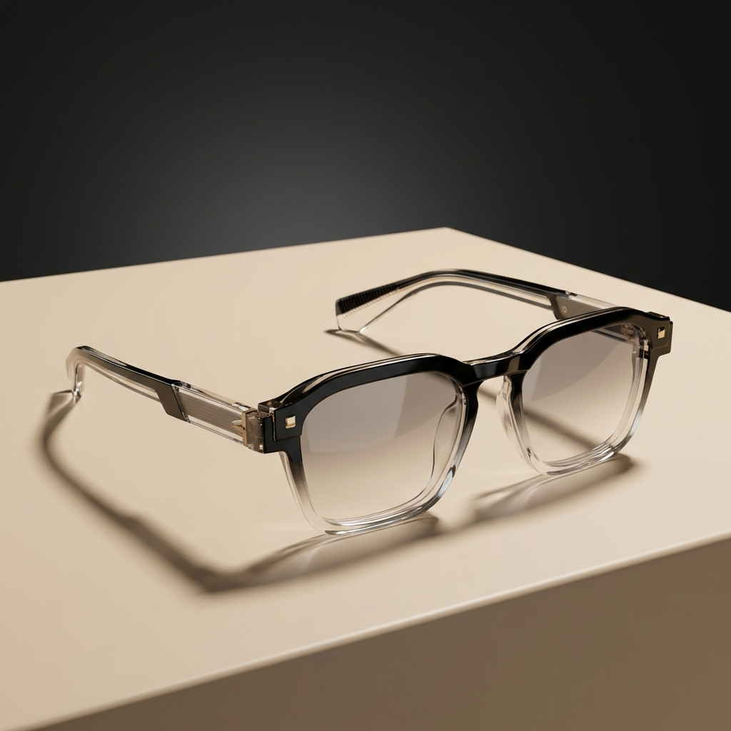 OG Frost Fade Full Rim Square Eyeglasses | Premium Dual-Tone Transparent Optical Frame for Men