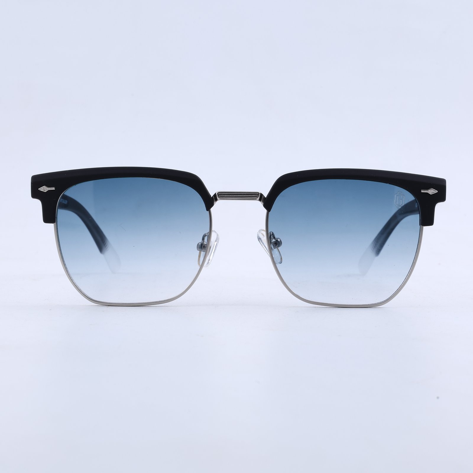 OG Frost Phantom | Luxury Black Crystal Clubmaster Sunglasses with Ice Blue Lenses