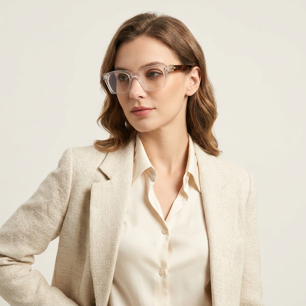 OG Frost Royale | Matte Crystal White Eyeglasses with Havana Temples & Gold Crest Hinges