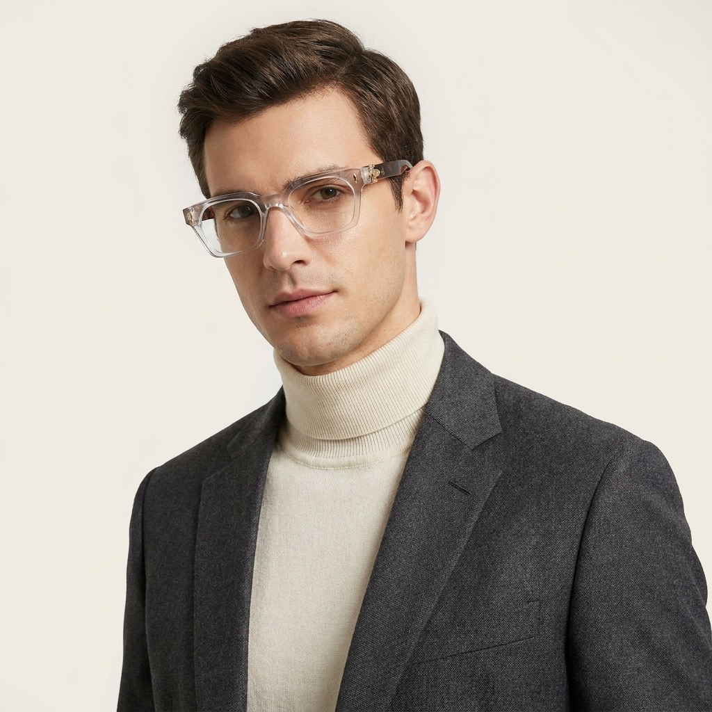 OG Frost Royale | Matte Crystal White Eyeglasses with Havana Temples & Gold Crest Hinges