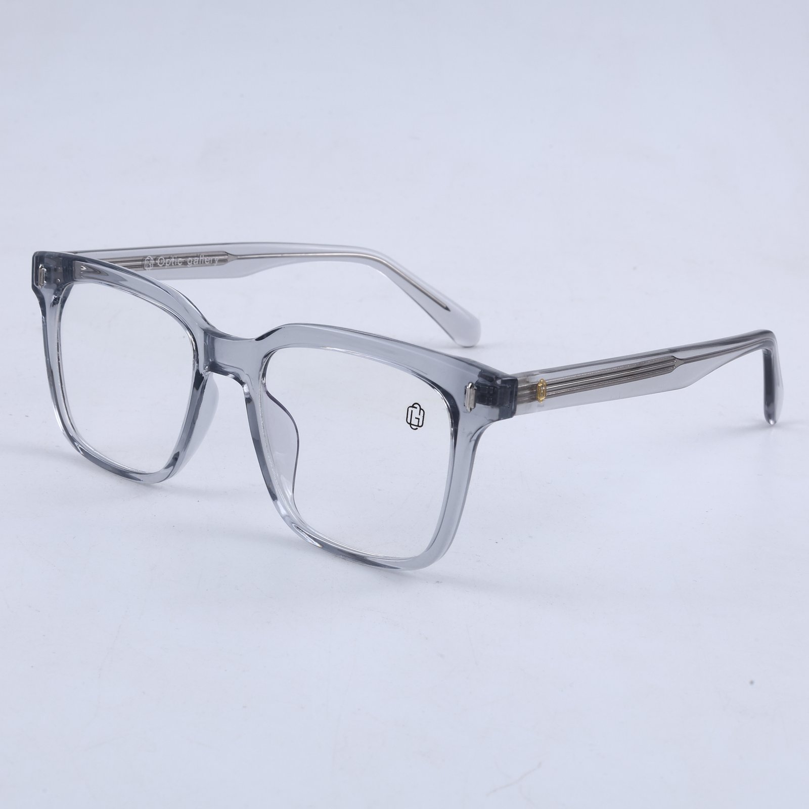 OG Frost Sovereign | Luxury Crystal Ice Square Eyeglasses with Royal Silver Signature Temples