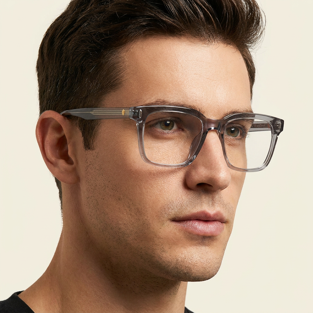 OG Frost Sovereign | Luxury Crystal Ice Square Eyeglasses with Royal Silver Signature Temples
