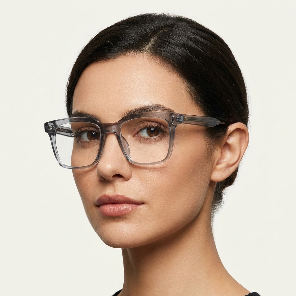 OG Frost Sovereign | Luxury Crystal Ice Square Eyeglasses with Royal Silver Signature Temples