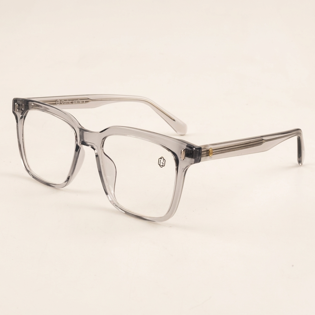 OG Frost Sovereign | Luxury Crystal Ice Square Eyeglasses with Royal Silver Signature Temples