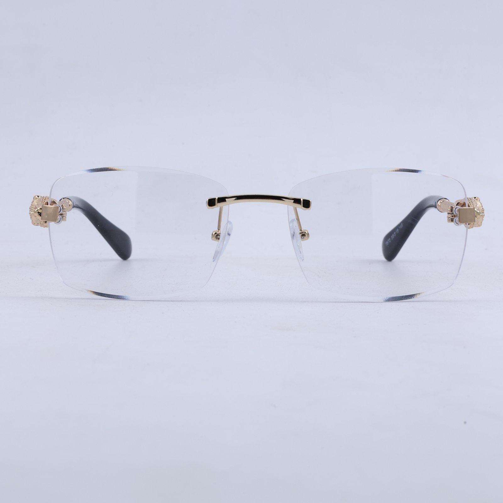 OG Golden Dynasty | Luxury Rimless Gold Rectangular Eyeglasses with Royal Lion Temples