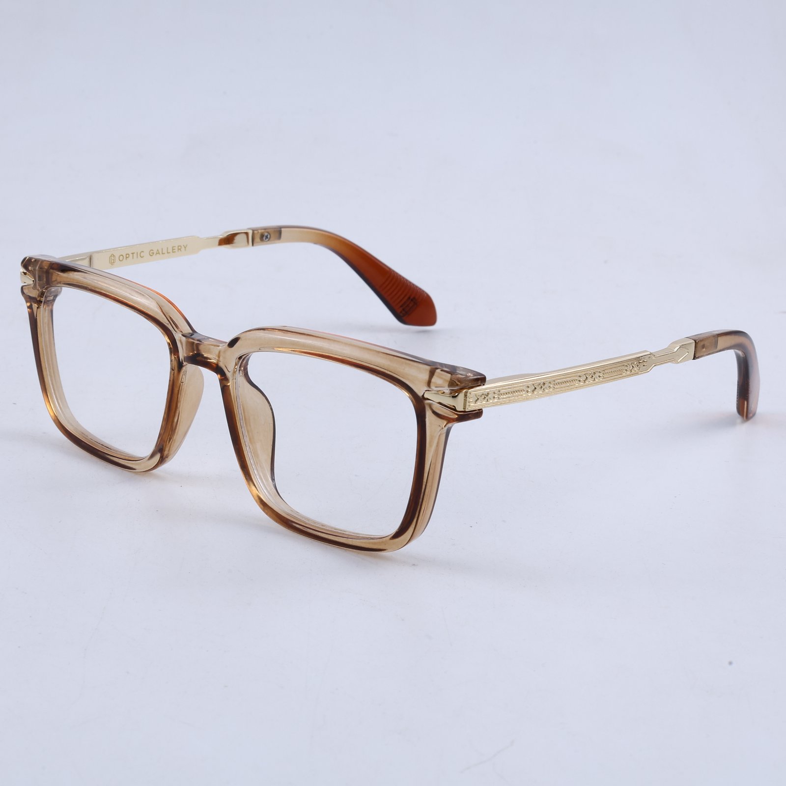 OG Golden Heir | Luxury Crystal Champagne Square Eyeglasses with Imperial Gold Temples