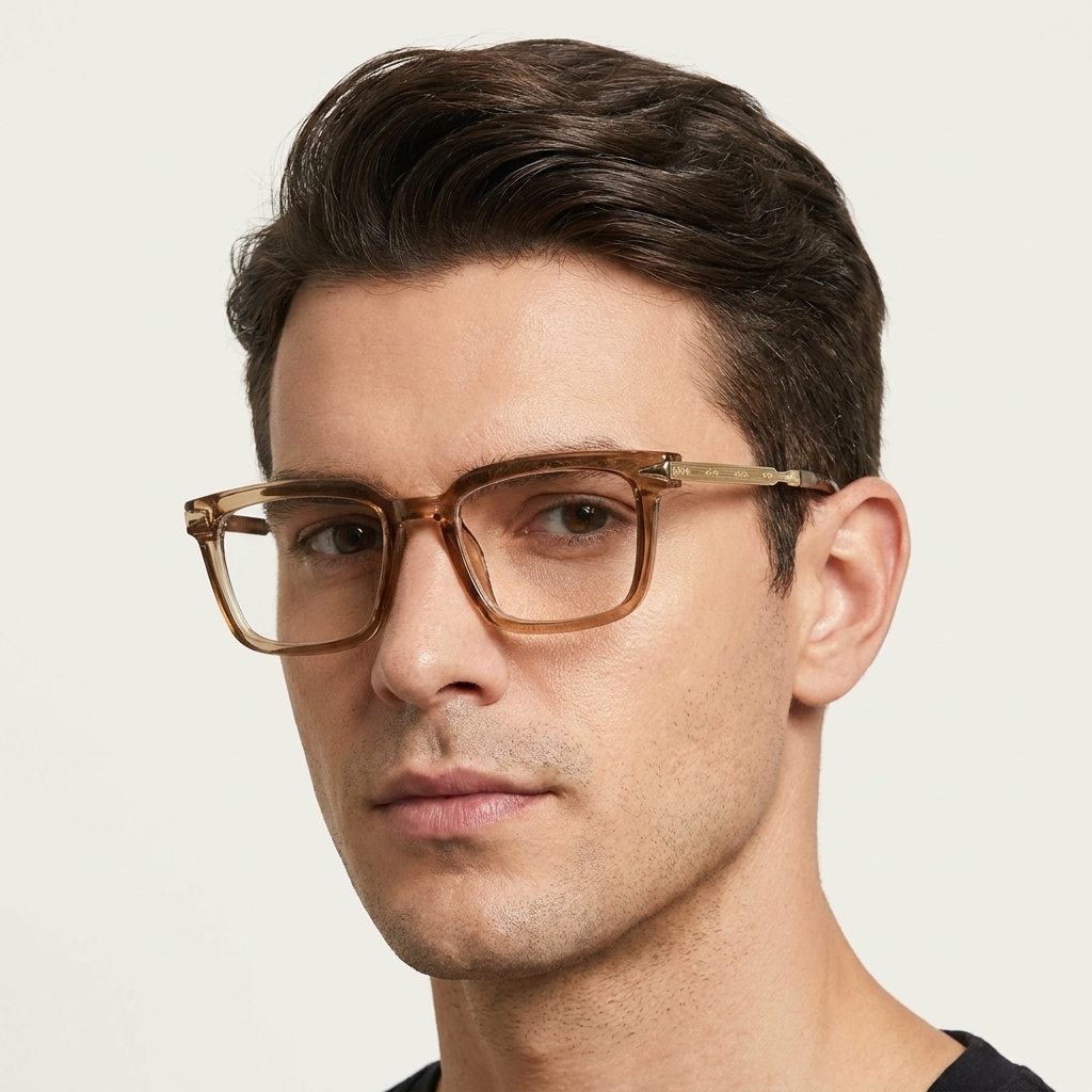 OG Golden Heir | Luxury Crystal Champagne Square Eyeglasses with Imperial Gold Temples
