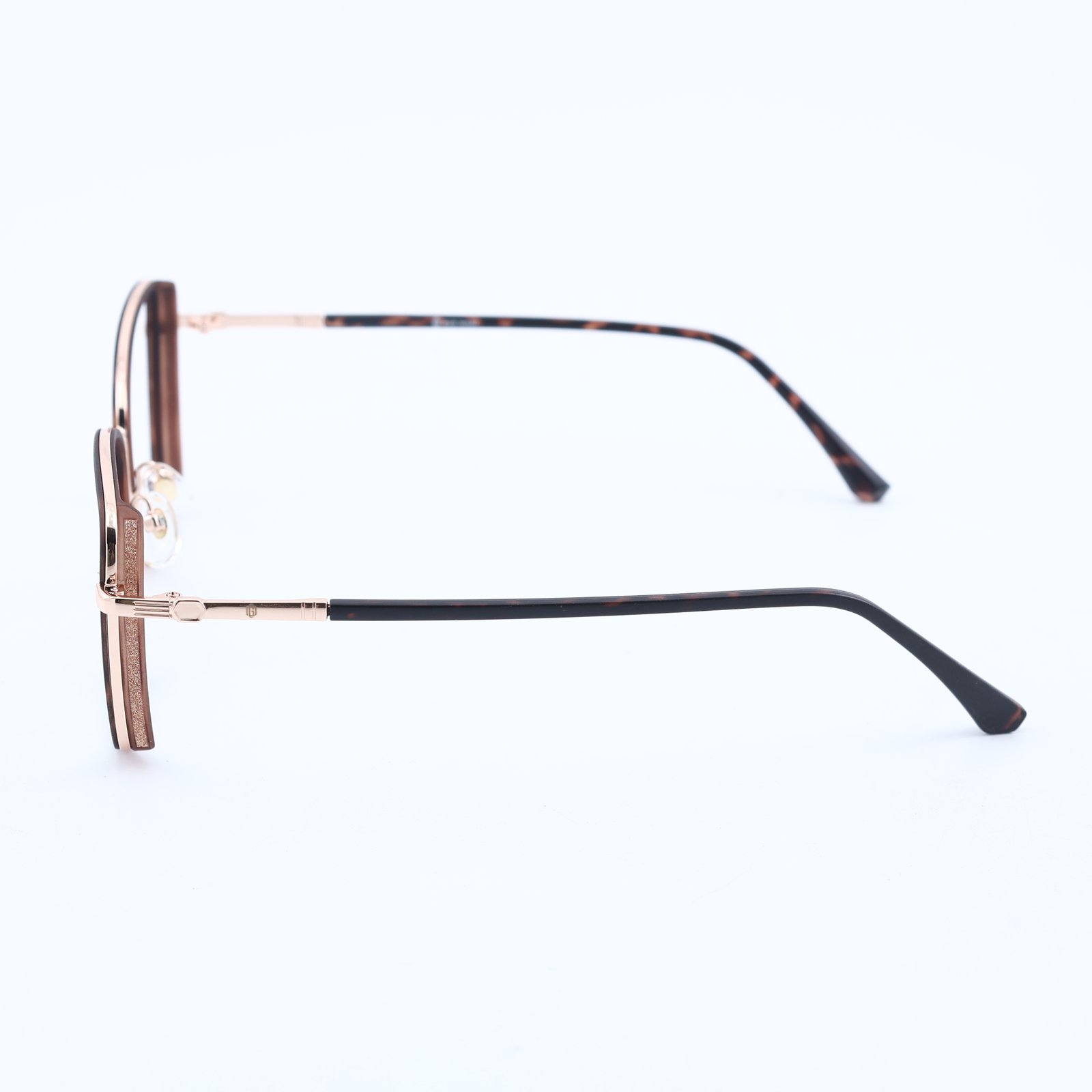 OG Golden Mist Full Rim Square Eyeglasses | Slim Transparent Champagne Frame with Metal Temples for Women