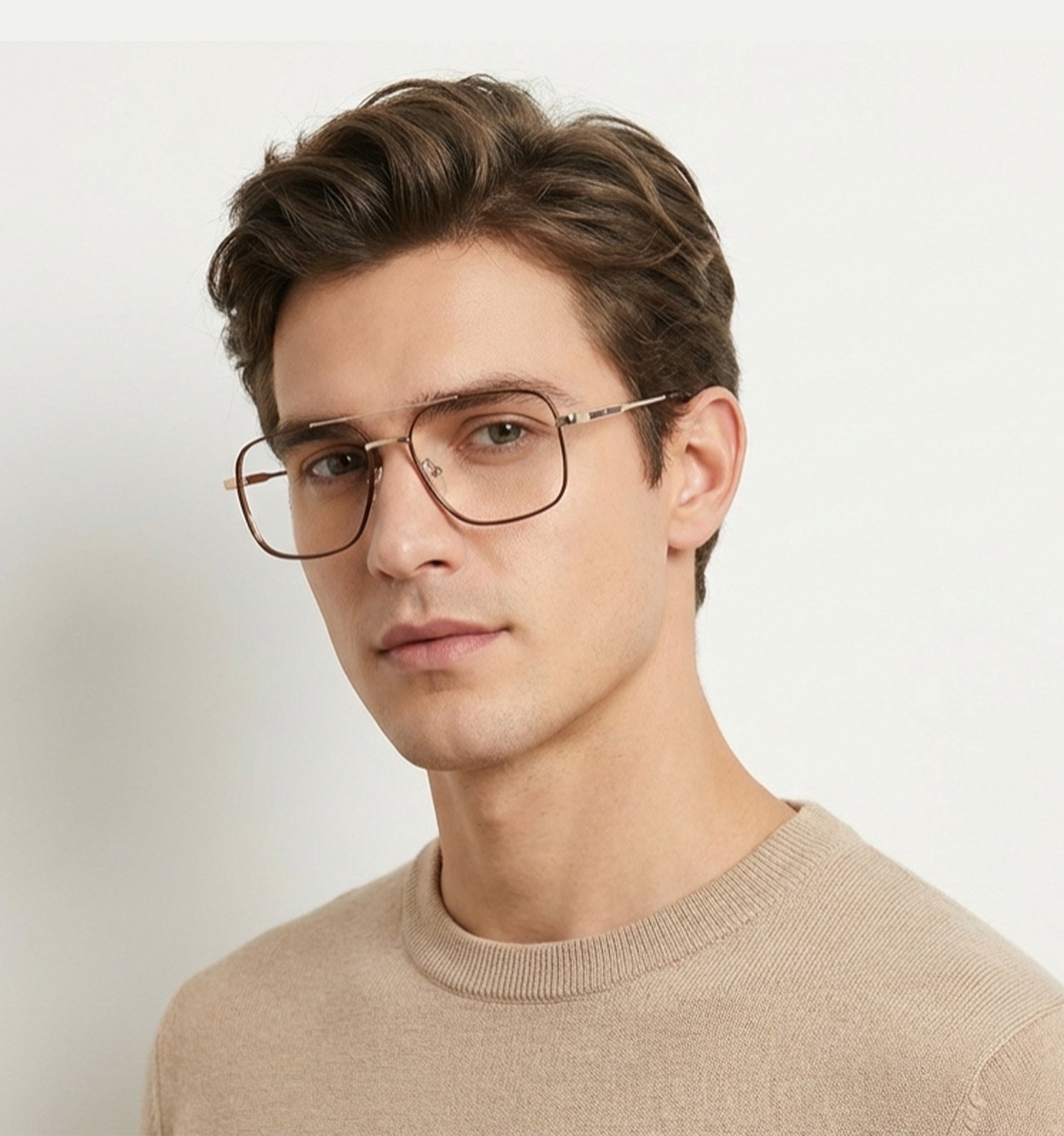OG Goldline Square Full Rim Eyeglasses | Premium Golden Accent Optical Frame