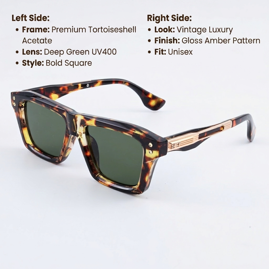 OG Havana Prime Edge | Vintage Square Tortoiseshell Sunglasses