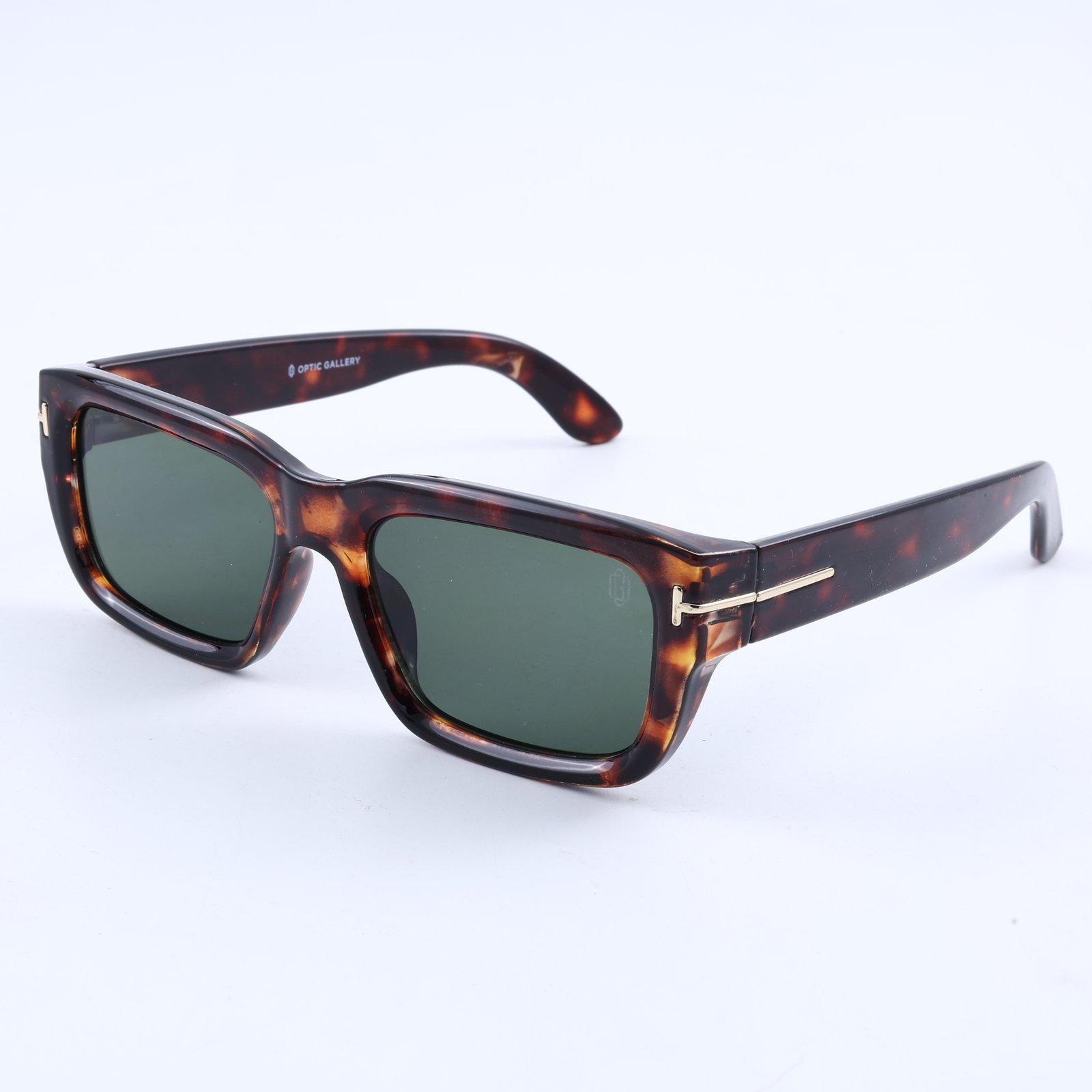 OG Havana Regent | Luxury Tortoise Square Sunglasses with Forest Green Lenses