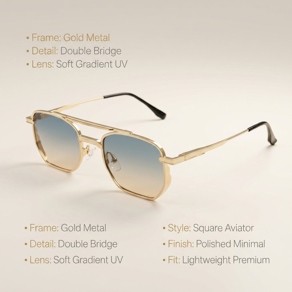 OG Horizon Luxe Bar | Gold Double Bridge Gradient Sunglasses
