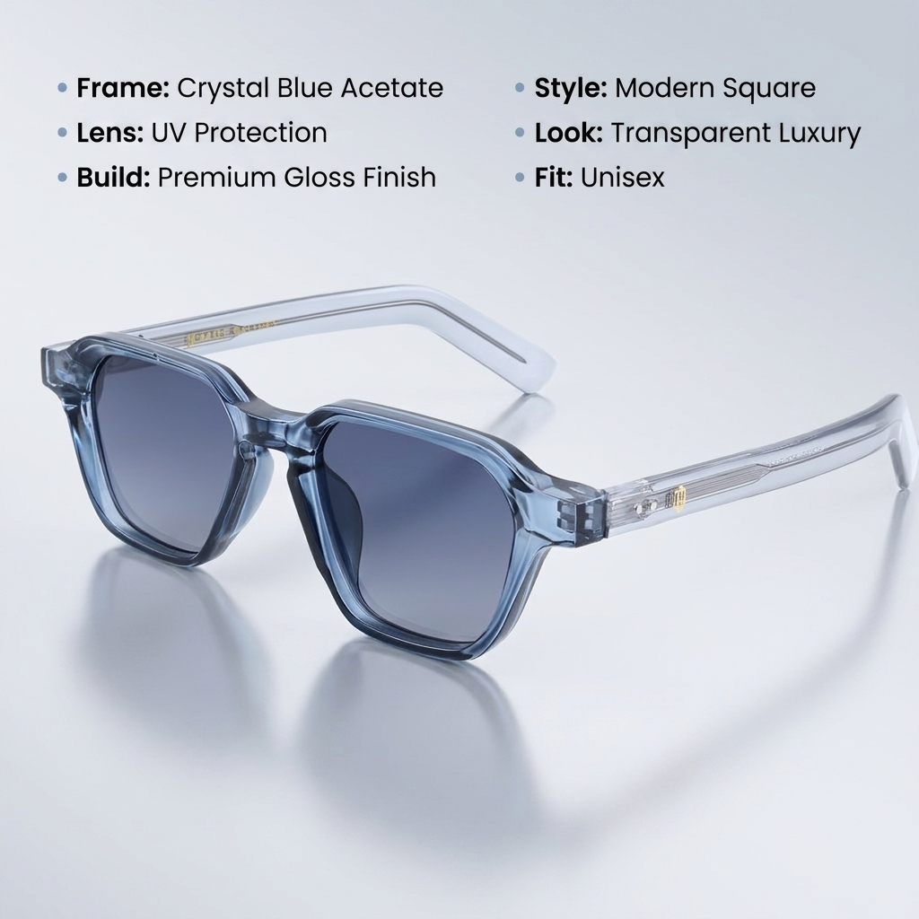 OG Ice Blue Aura | Crystal Square Sunglasses