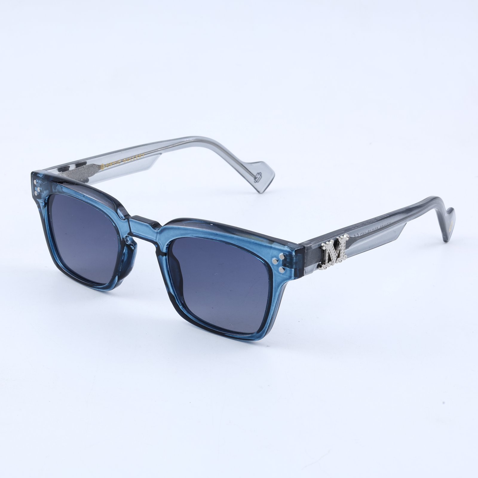 OG Ice Blue Crystal | Transparent Square Sunglasses with Deep Blue Lenses