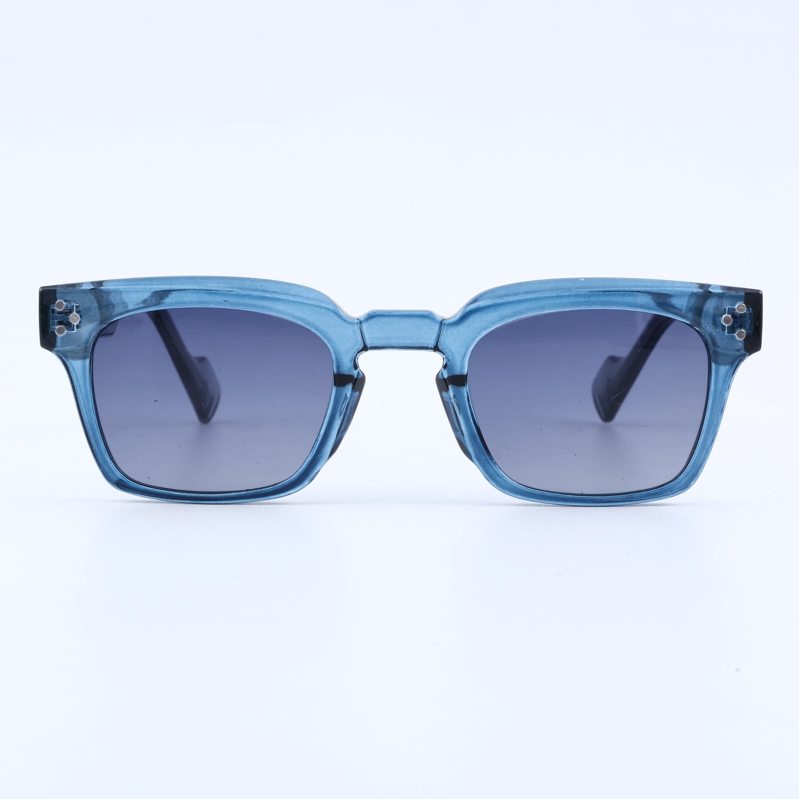 OG Ice Blue Crystal | Transparent Square Sunglasses with Deep Blue Lenses
