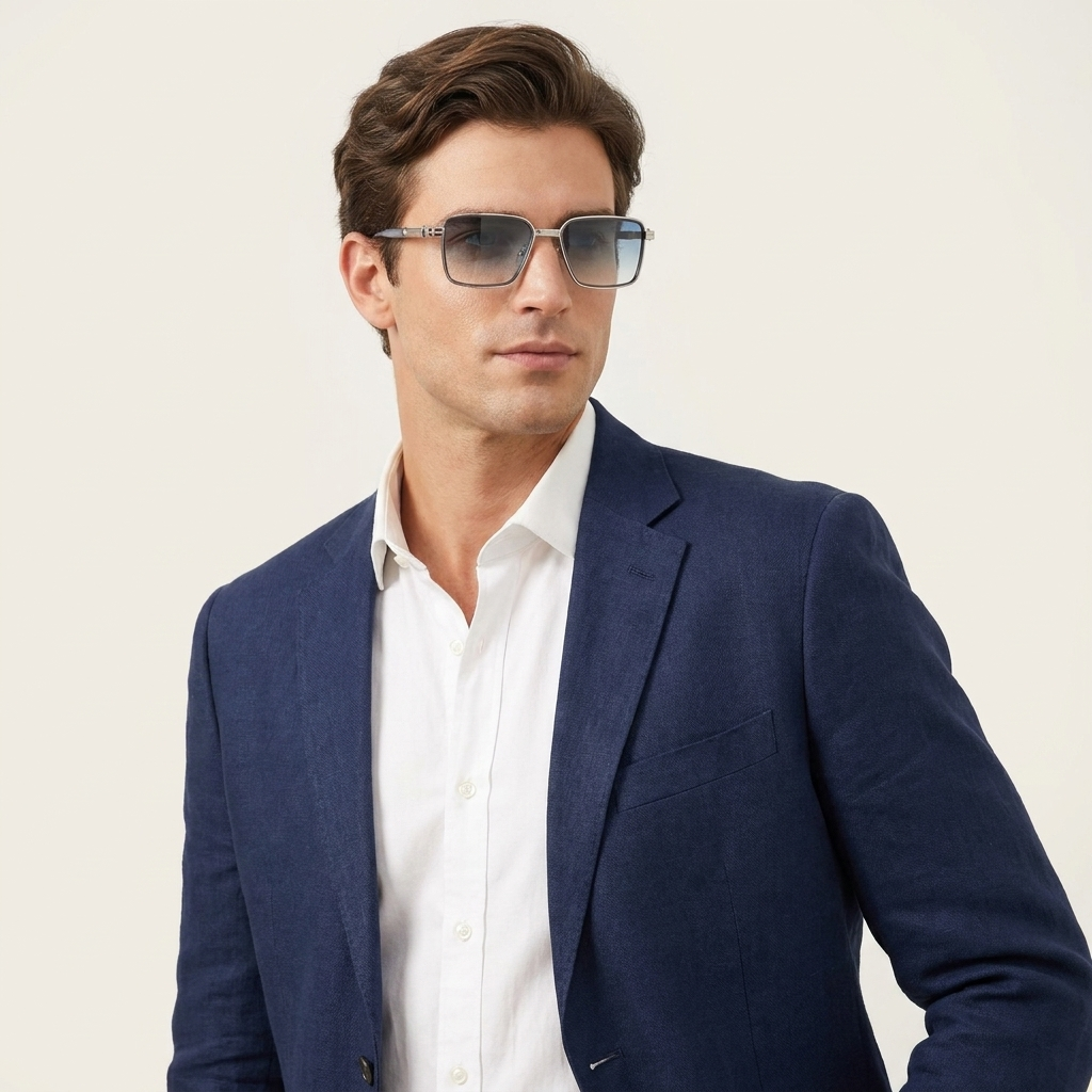 OG Ice Drift | Silver Square Sunglasses with Frost Blue Gradient Lenses