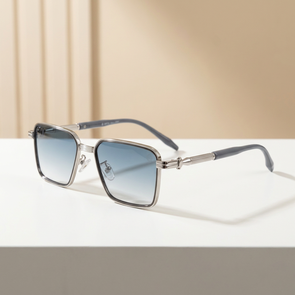 OG Ice Drift | Silver Square Sunglasses with Frost Blue Gradient Lenses
