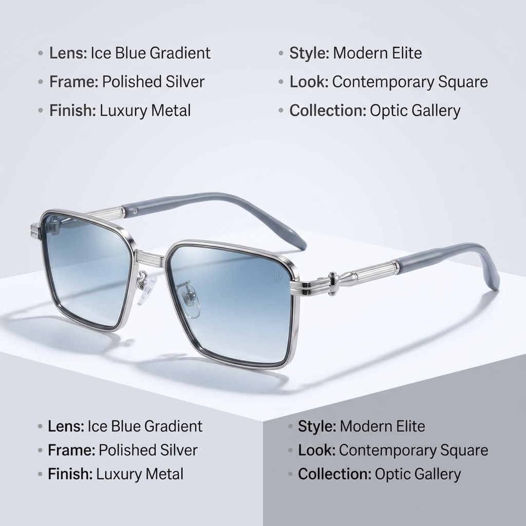 OG Ice Drift | Silver Square Sunglasses with Frost Blue Gradient Lenses