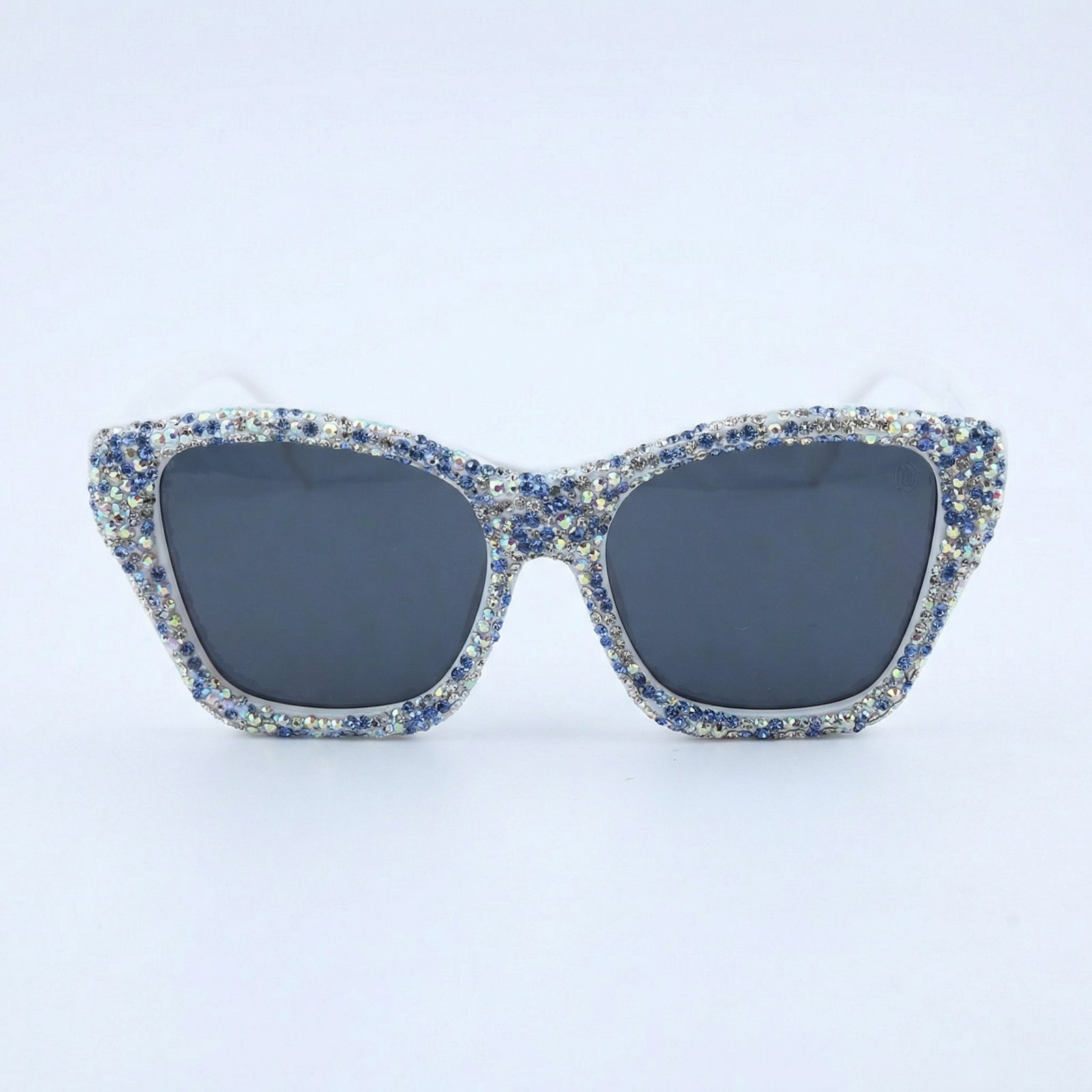 OG Ice Queen Crystal Square Sunglasses | White Frame Diamond-Studded Luxury Statement Shades for Women