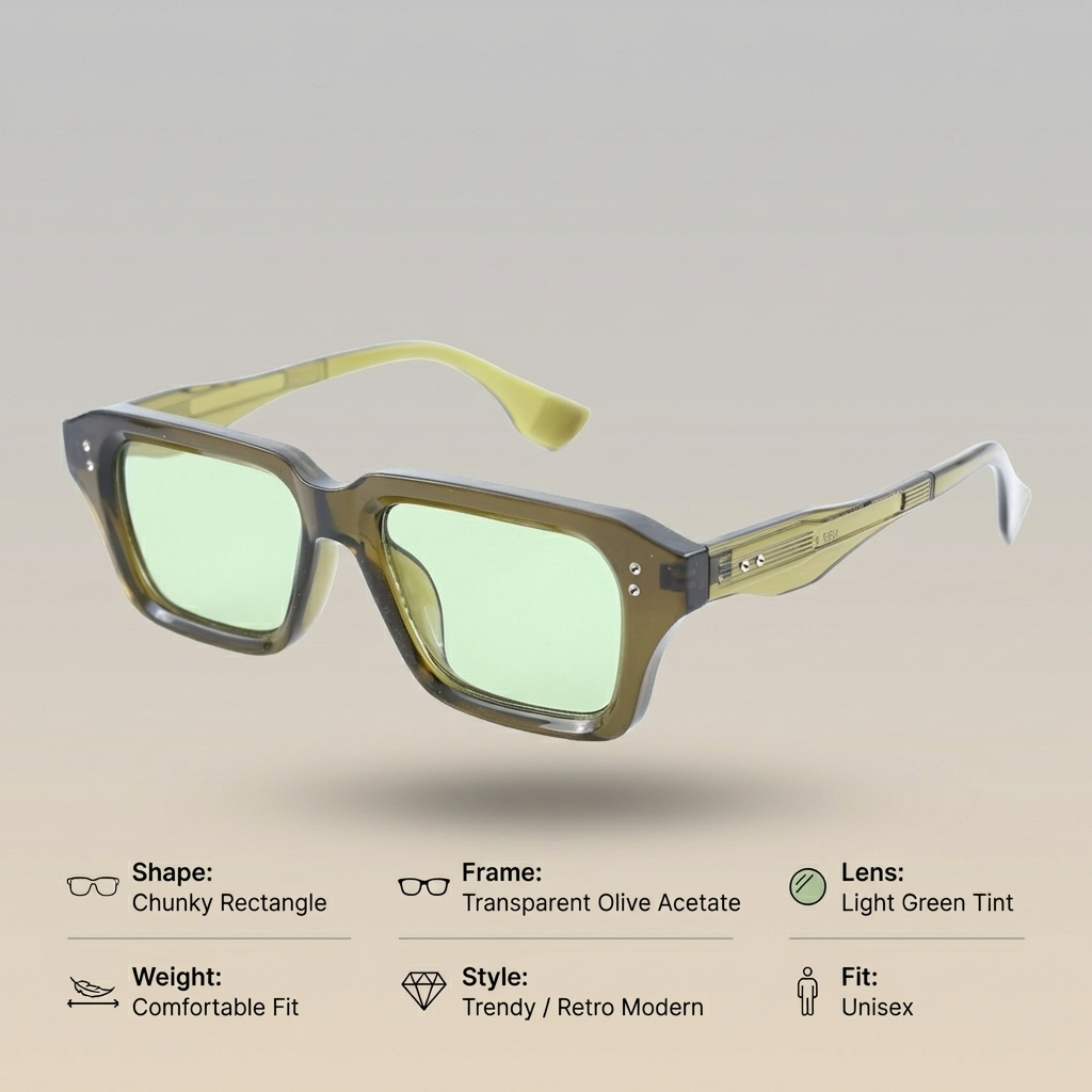 OG Lime Smoke | Transparent Square Sunglasses