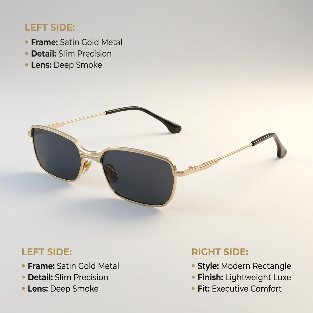 OG Luxe Line | Gold Slim Rectangle Sunglasses with Midnight Black Lenses