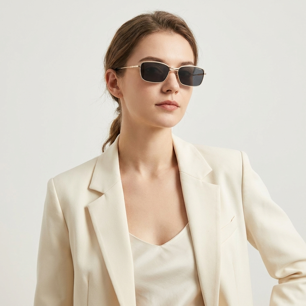 OG Luxe Line | Gold Slim Rectangle Sunglasses with Midnight Black Lenses