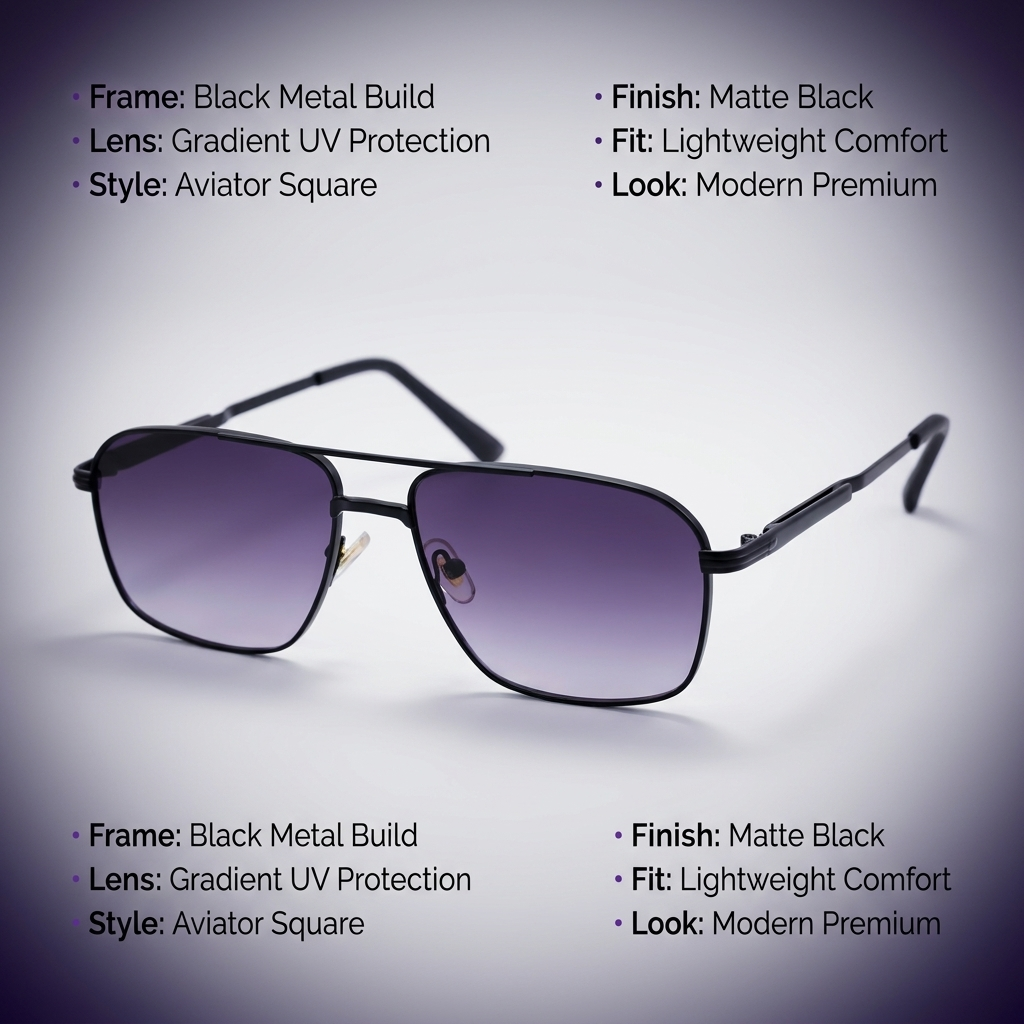 OG Midnight Aviator Edge | Gradient Square Metal Sunglasses