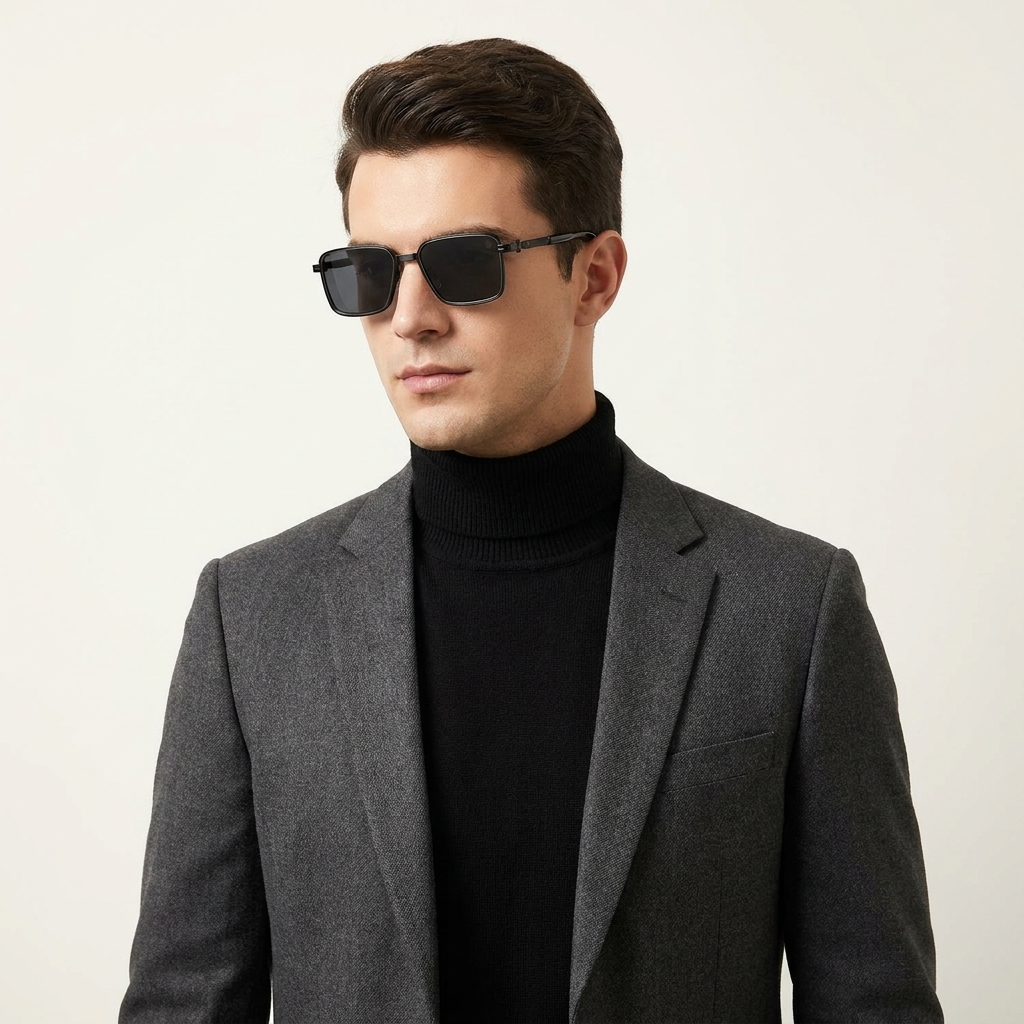 OG Midnight Crest | Matte Black Geometric Sunglasses with Dark Smoke Lenses