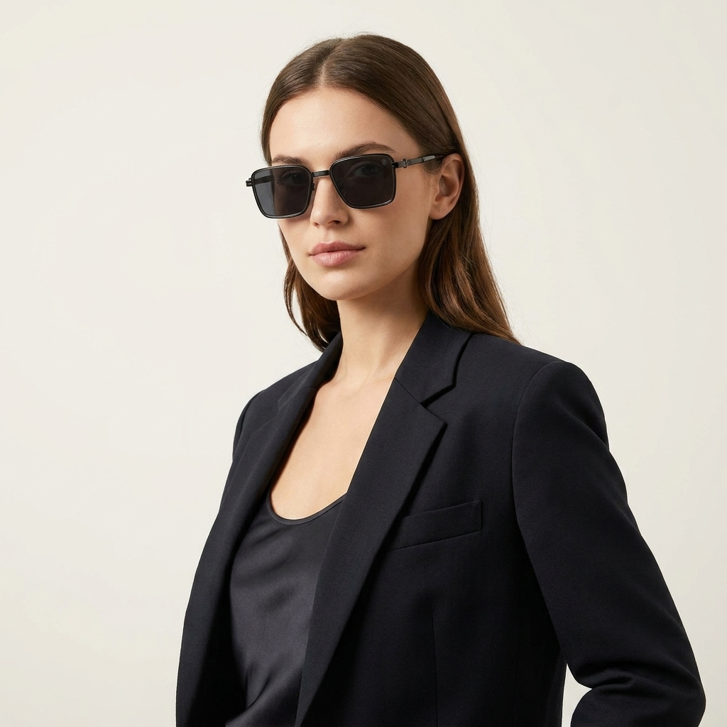OG Midnight Crest | Matte Black Geometric Sunglasses with Dark Smoke Lenses