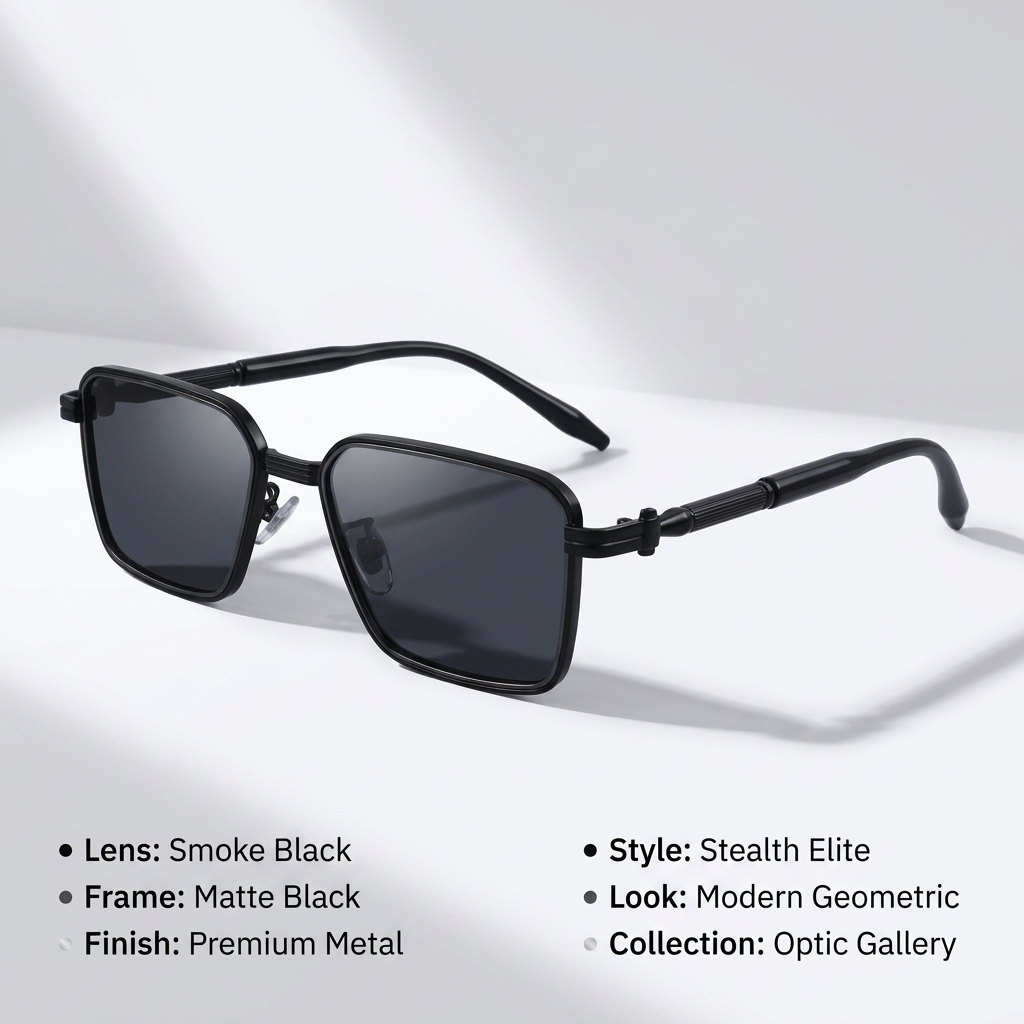 OG Midnight Crest | Matte Black Geometric Sunglasses with Dark Smoke Lenses