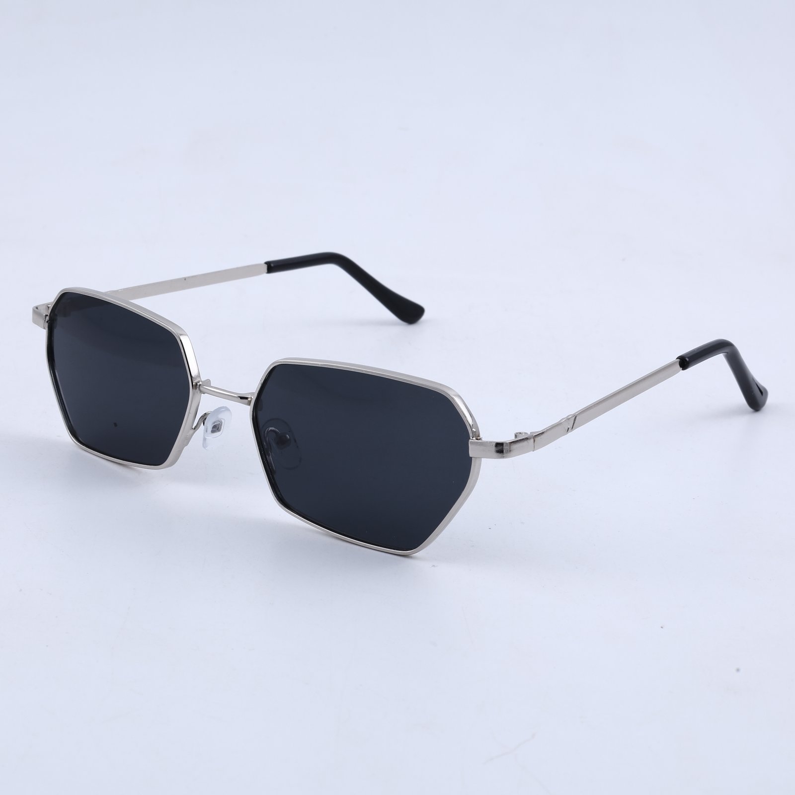 OG Midnight Edge | Silver Geometric Sunglasses with Dark Smoke Lenses