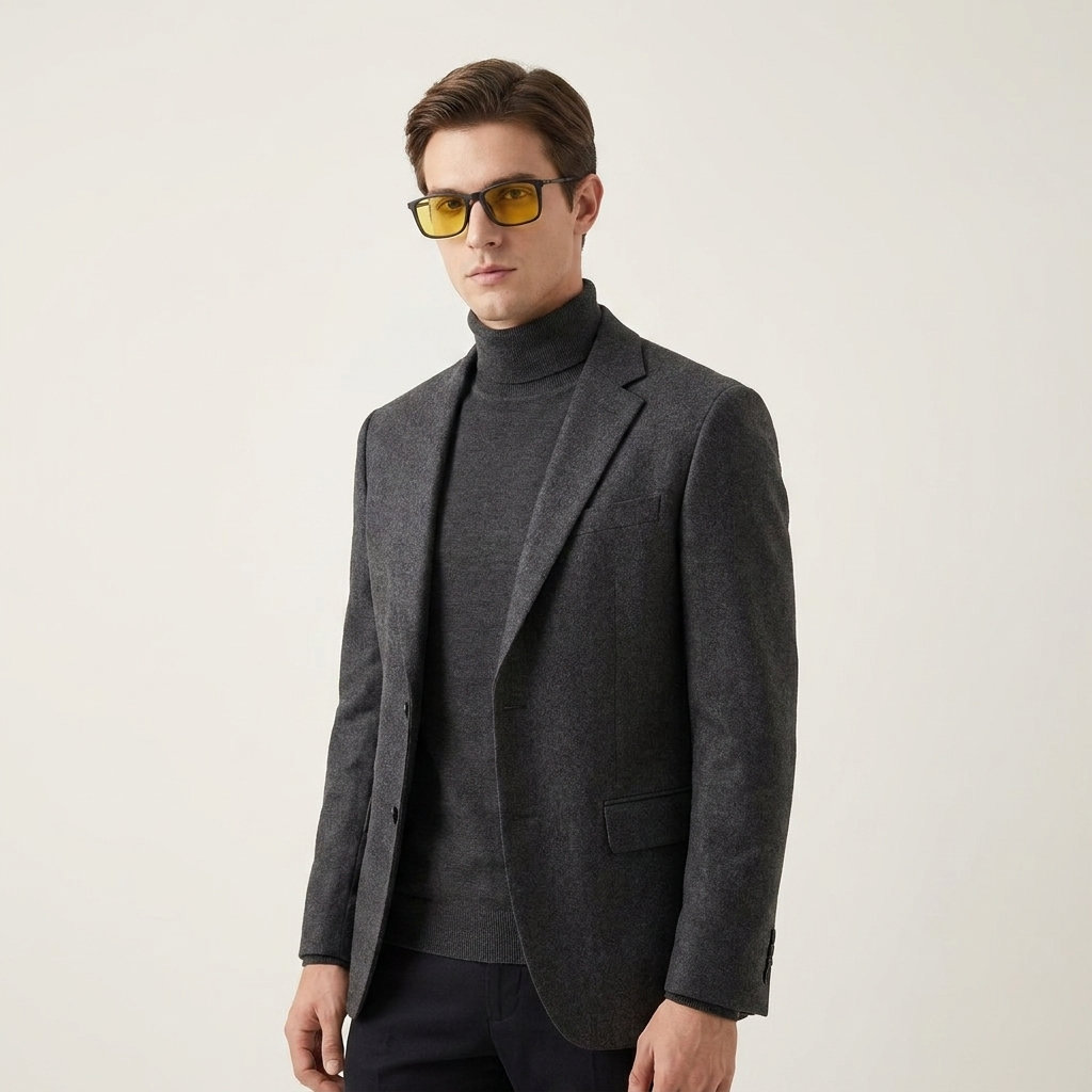 OG Midnight Ember | Ultra-Slim Matte Black Square Sunglasses with Amber Vision Lenses & Minimal Titanium Temples