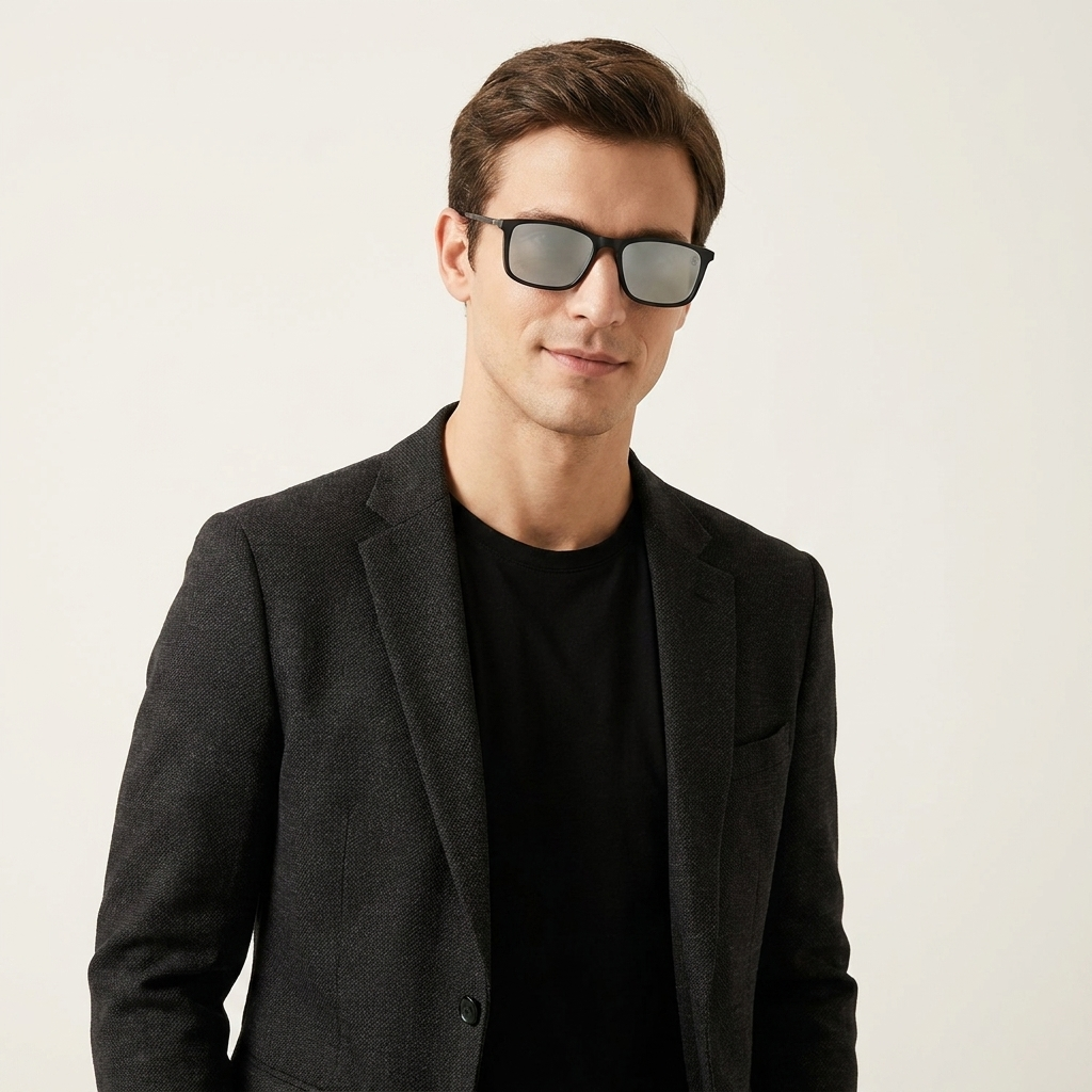 OG Midnight Ember | Ultra-Slim Matte Black Square Sunglasses with Amber Vision Lenses & Minimal Titanium Temples
