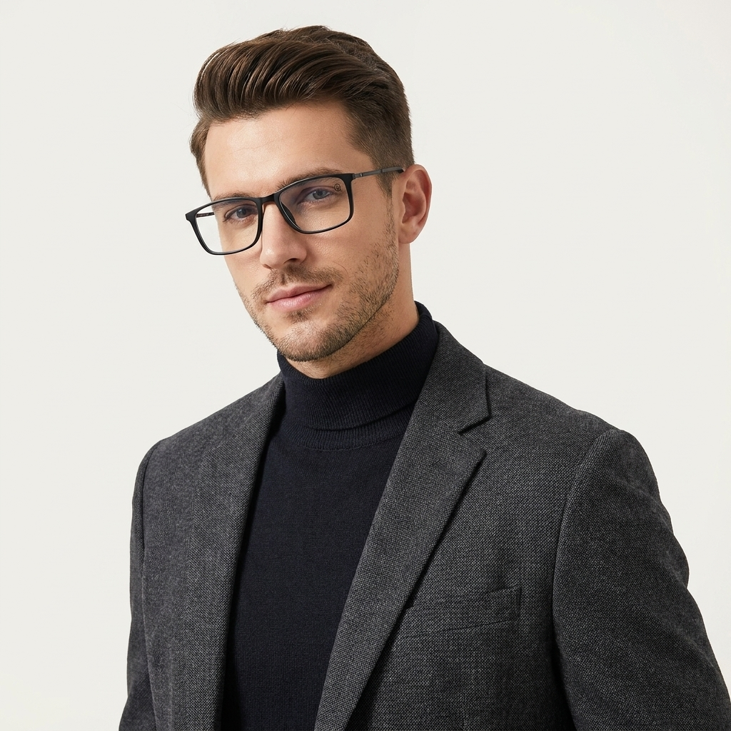 OG Midnight Ember | Ultra-Slim Matte Black Square Sunglasses with Amber Vision Lenses & Minimal Titanium Temples