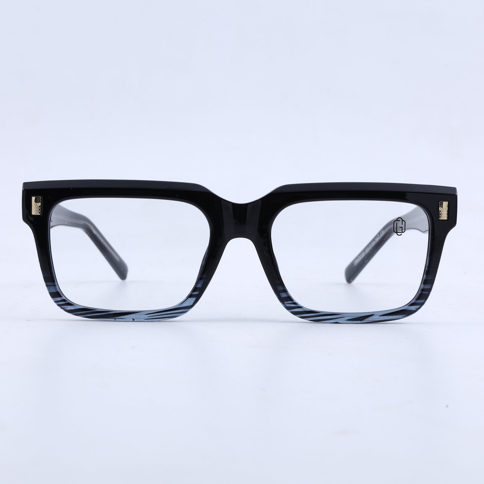 OG Midnight Frost | Crystal Smoke Square Eyeglasses with Gold Detail