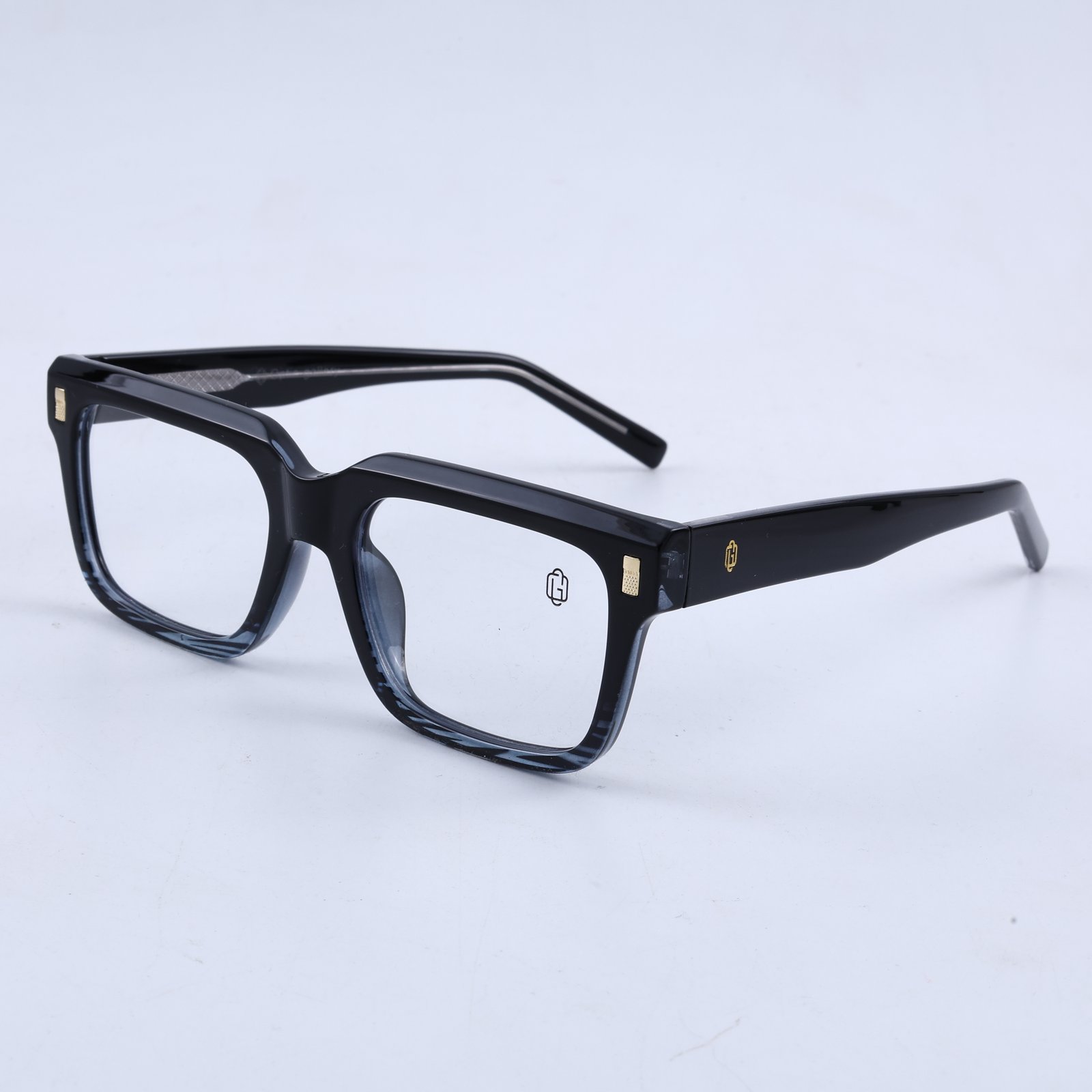 OG Midnight Frost | Crystal Smoke Square Eyeglasses with Gold Detail