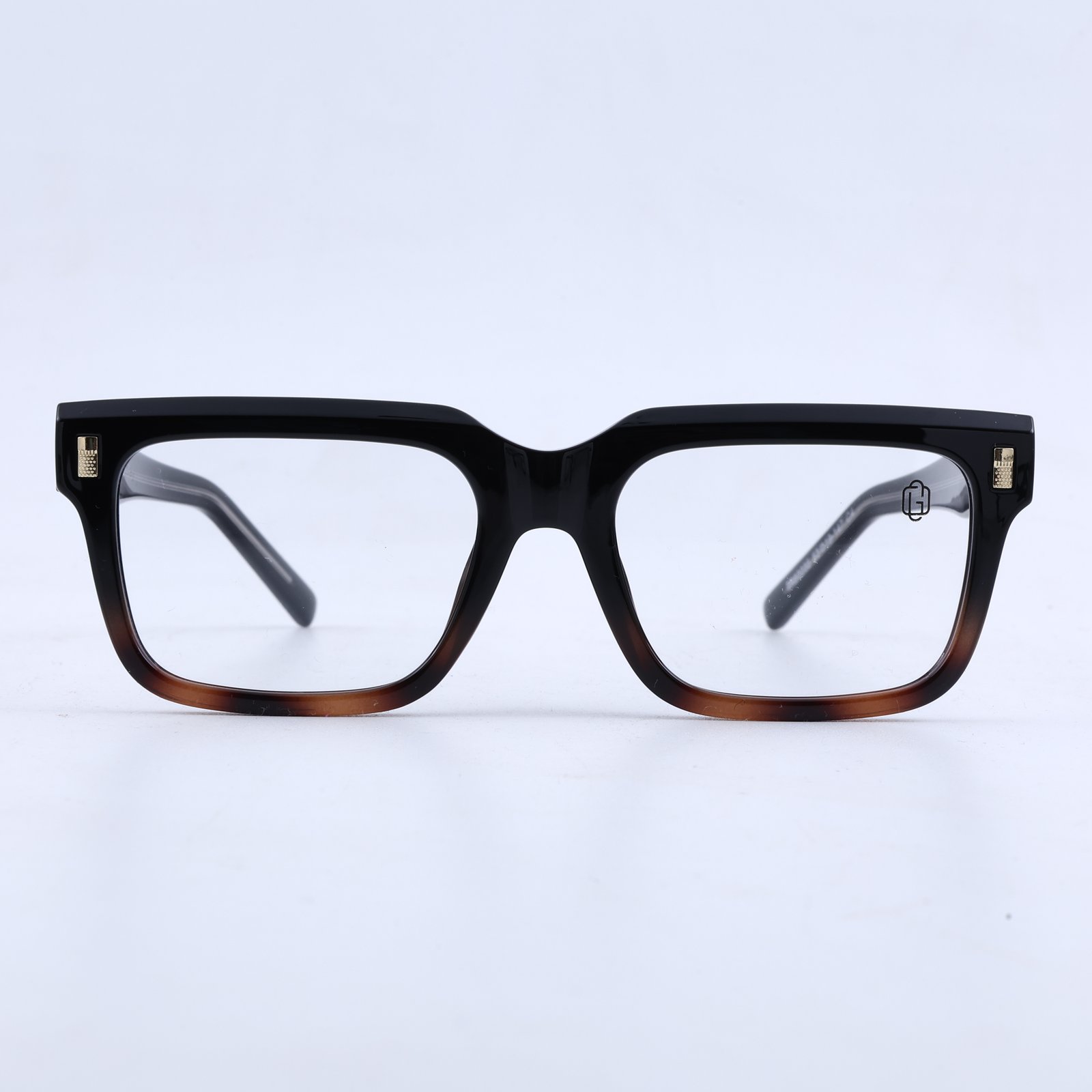 OG Midnight Havana | Black-to-Tortoise Gradient Square Eyeglasses with Gold Signature Details