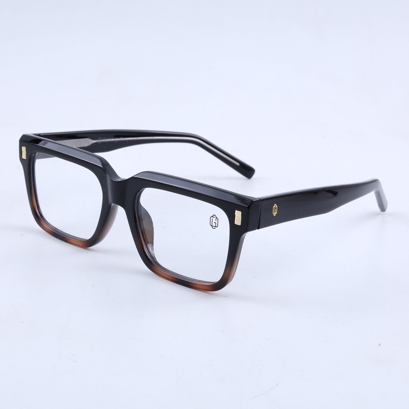 OG Midnight Havana | Black-to-Tortoise Gradient Square Eyeglasses with Gold Signature Details