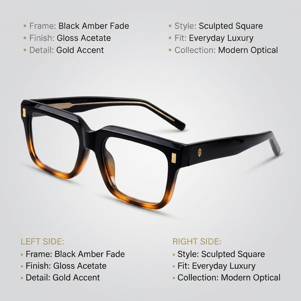 OG Midnight Havana | Black-to-Tortoise Gradient Square Eyeglasses with Gold Signature Details