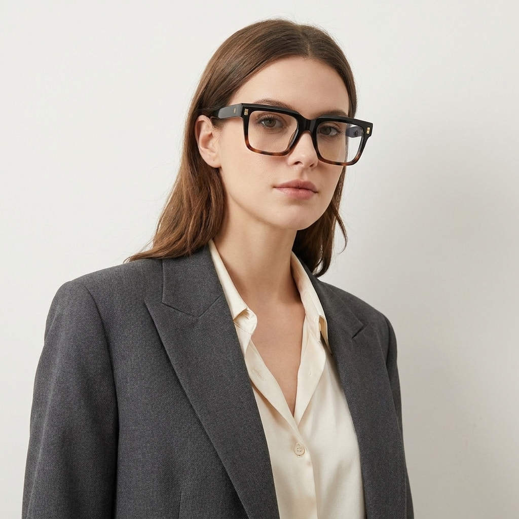 OG Midnight Havana | Black-to-Tortoise Gradient Square Eyeglasses with Gold Signature Details