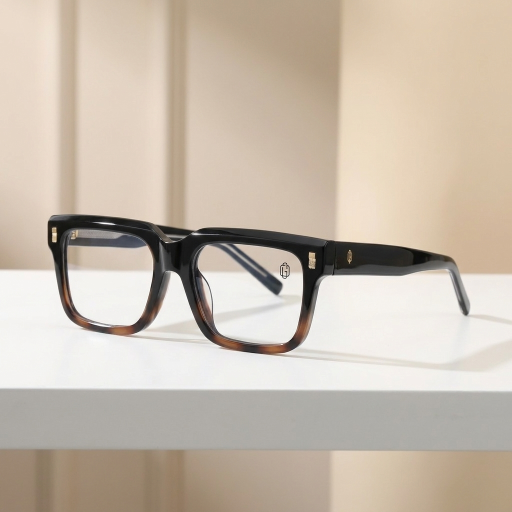 OG Midnight Havana | Black-to-Tortoise Gradient Square Eyeglasses with Gold Signature Details