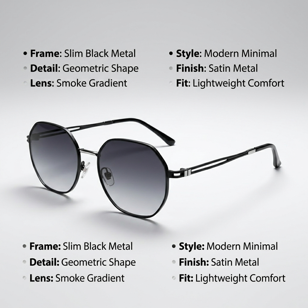OG Midnight Hex | Matte Black Geometric Metal Sunglasses with Smoke Gradient Lenses