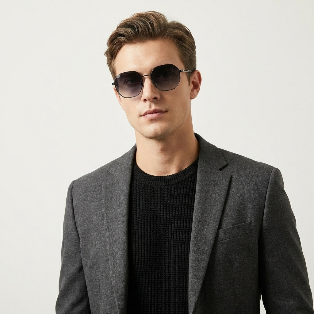 OG Midnight Hex | Matte Black Geometric Metal Sunglasses with Smoke Gradient Lenses