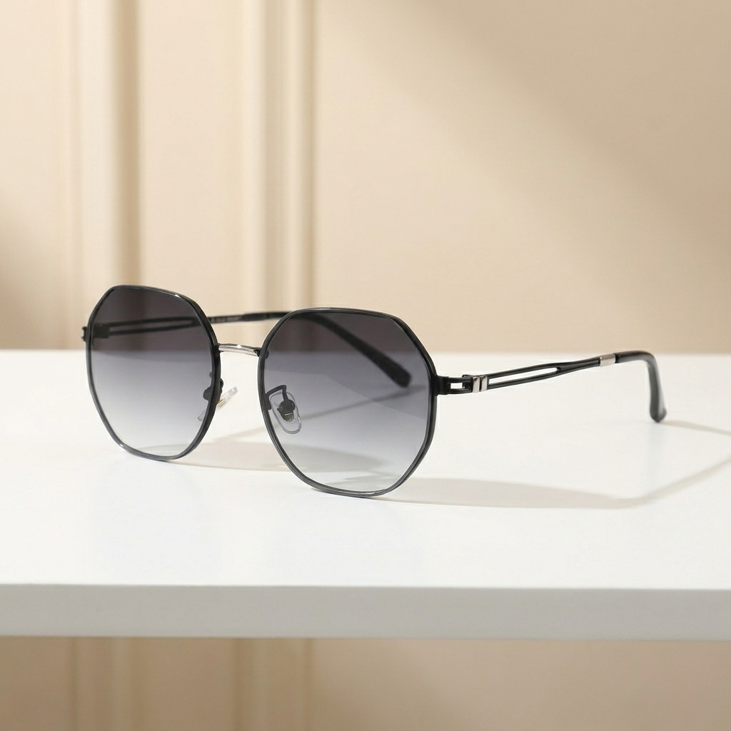 OG Midnight Hex | Matte Black Geometric Metal Sunglasses with Smoke Gradient Lenses
