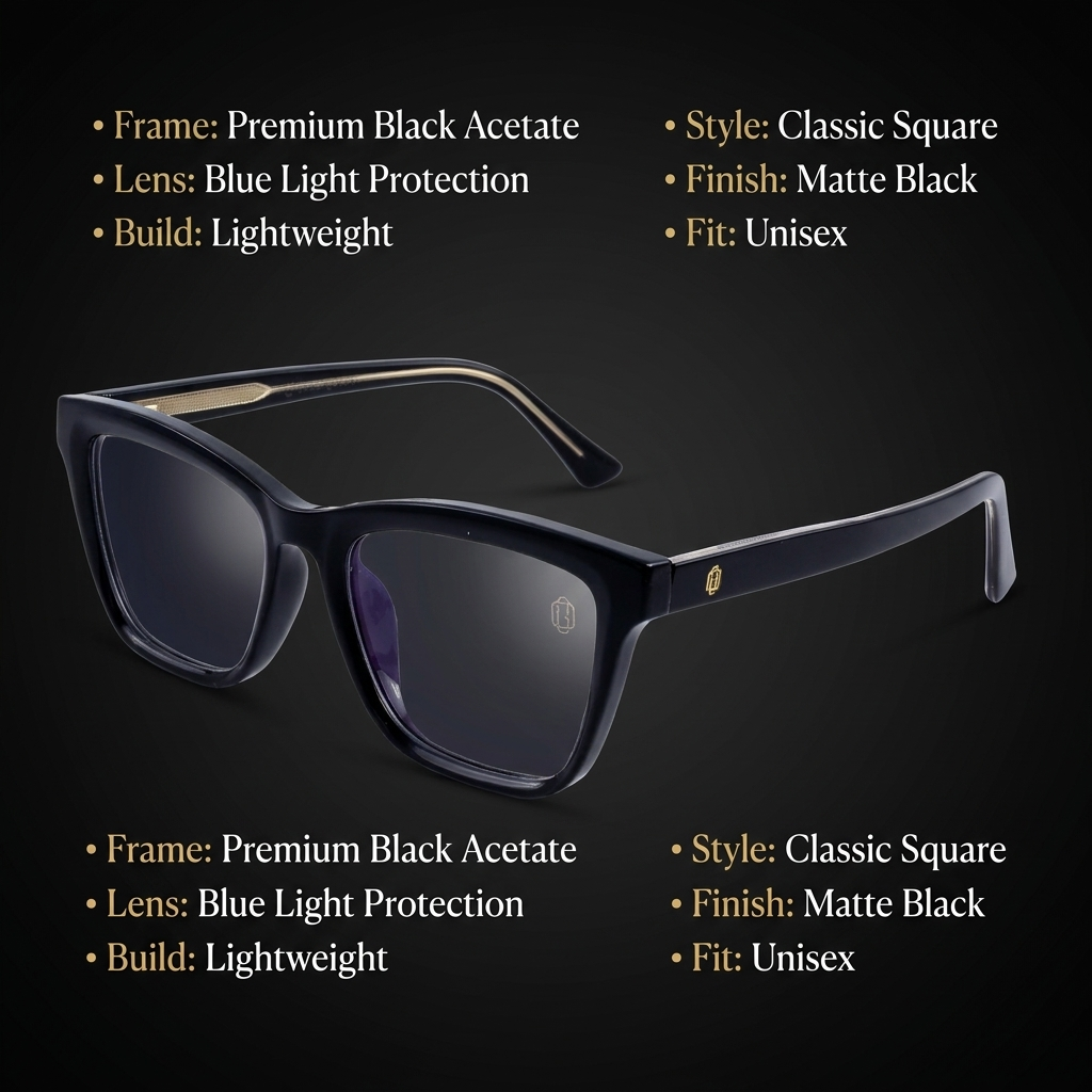 OG Midnight Luxe Edge | Bold Square Eyeglasses