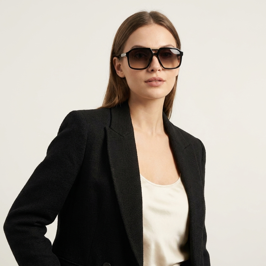 OG Midnight Regent | Luxury Black Navigator Sunglasses with Smoke Gradient Lenses