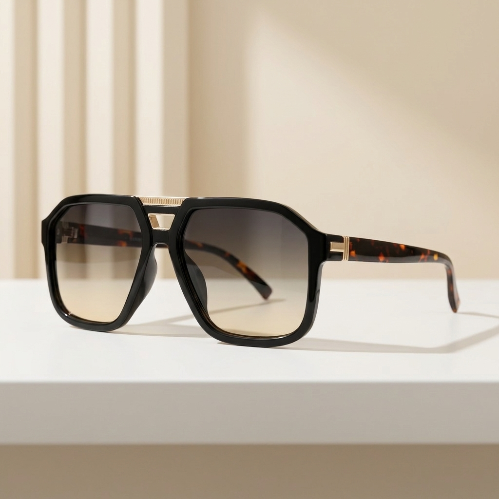 OG Midnight Regent | Luxury Black Navigator Sunglasses with Smoke Gradient Lenses