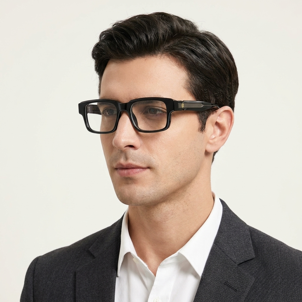 OG Midnight Sovereign | Luxury Obsidian Black Optical Frame with Platinum Heritage Temples