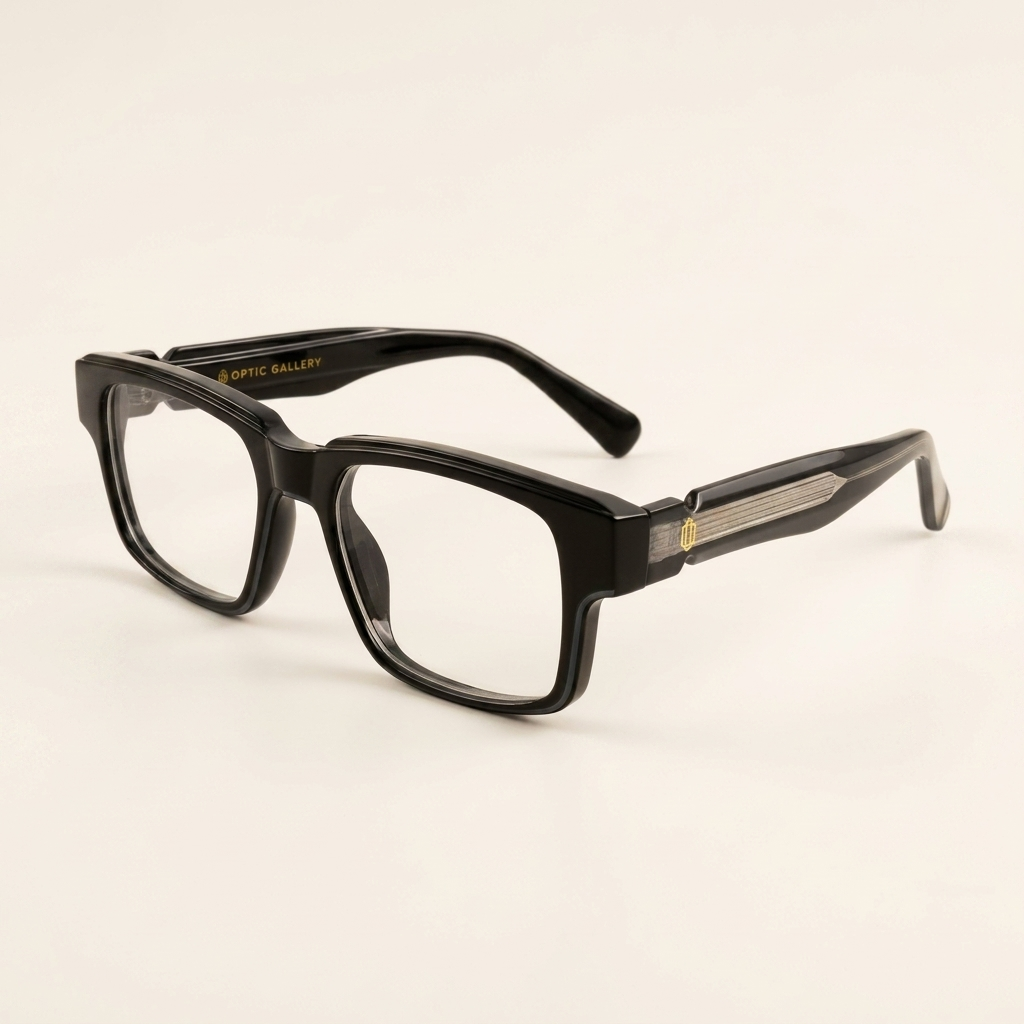 OG Midnight Sovereign | Luxury Obsidian Black Optical Frame with Platinum Heritage Temples