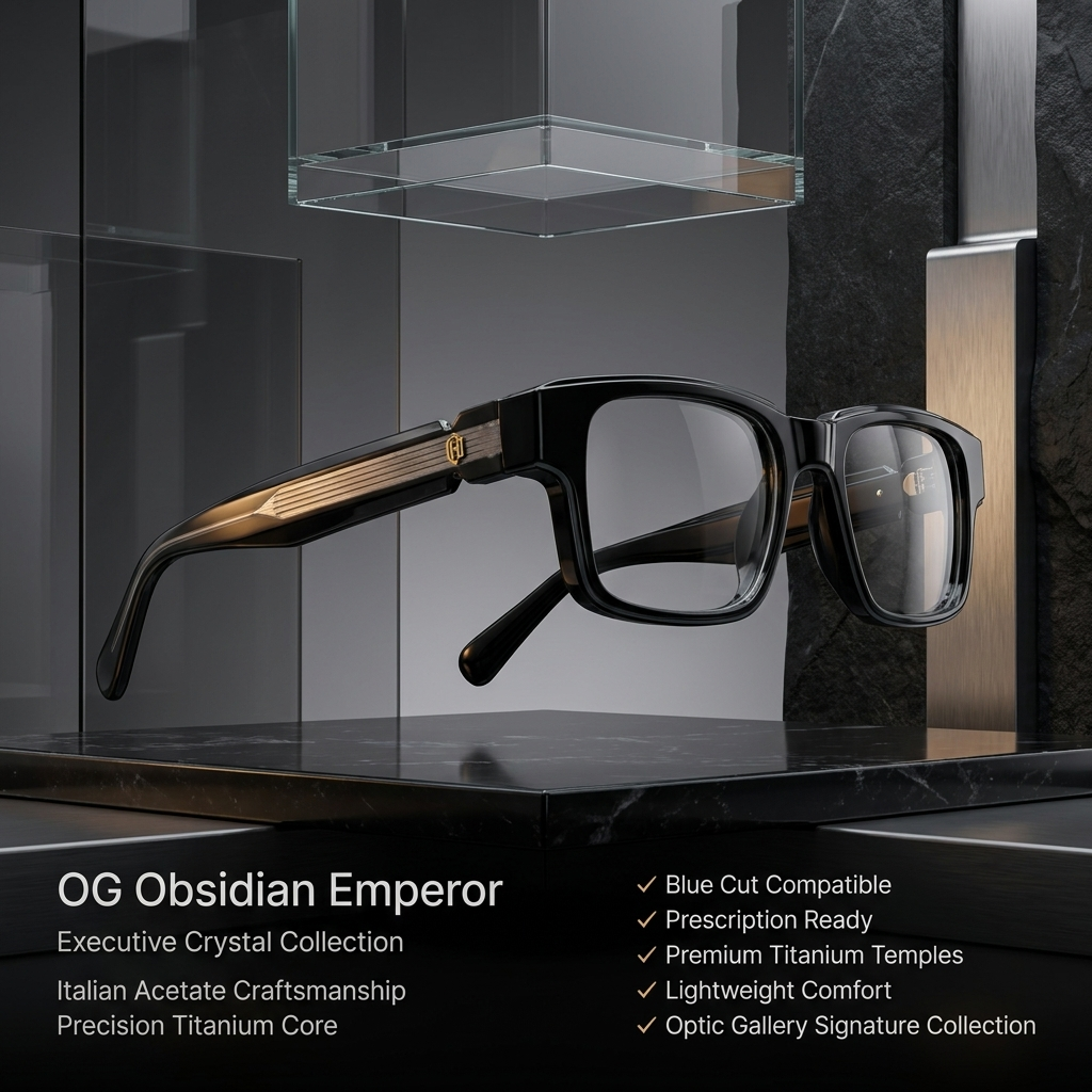 OG Midnight Sovereign | Luxury Obsidian Black Optical Frame with Platinum Heritage Temples